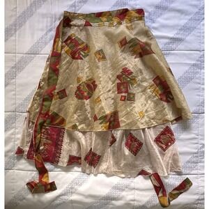 Hippie Boho Festival Magic Wrap Skirt  2 Layer Art Silk  28 Length Made in India